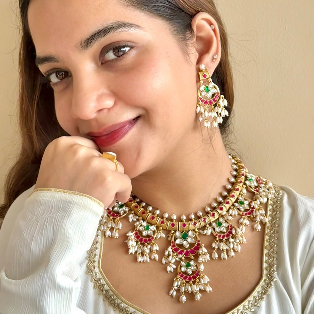Meher Pearl Kundan Bridal Set