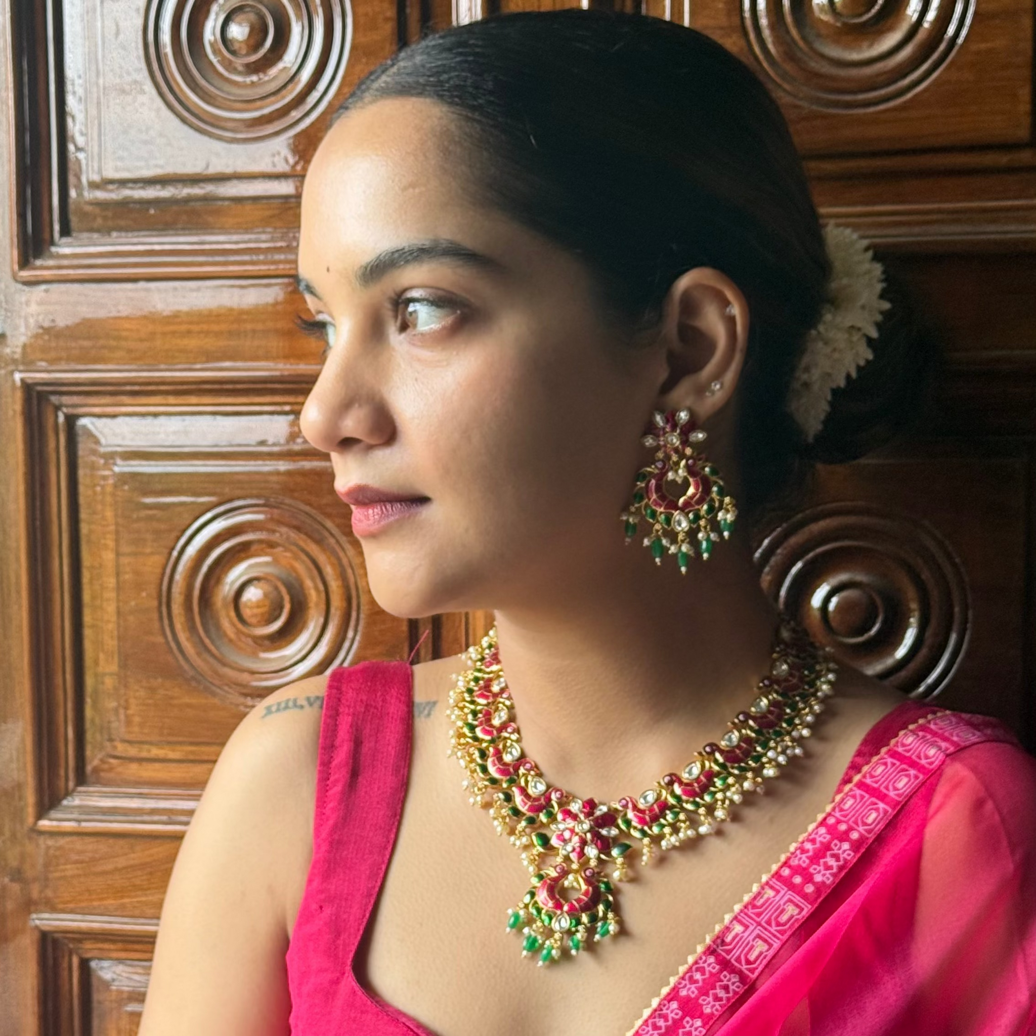 Rani Gulabi Kundan Necklace Set