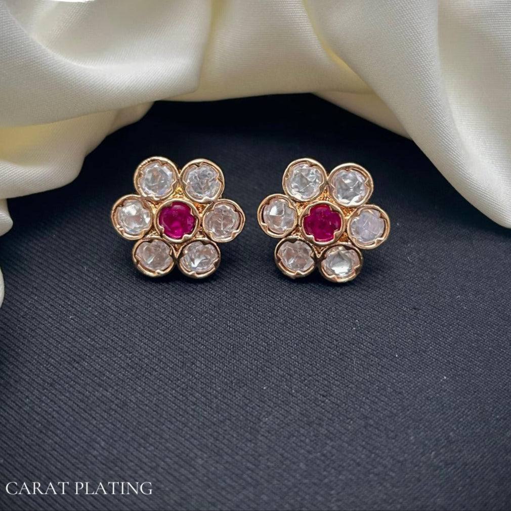 Ruby Blossom Stud Earrings