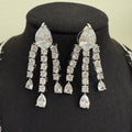 Aahana Double Layer Crystal Necklace Set – Silver Finish Bridal Jewelry - Vinni’s Jewelry