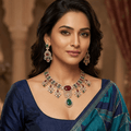 Aaradhya Ruby Emerald Royale Necklace Set - Vinni’s Jewelry