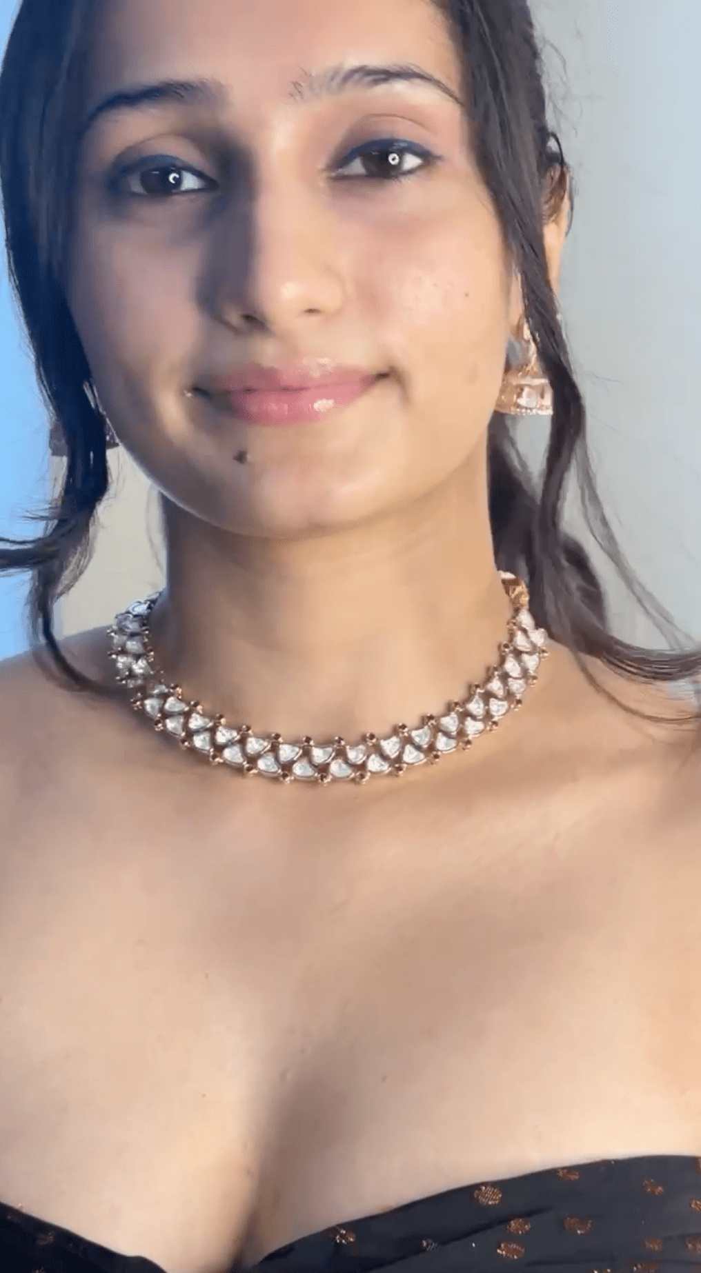 Aarohi CZ Polki Choker Set – Carat Plated Bridal Jewelry - Vinni’s Jewelry