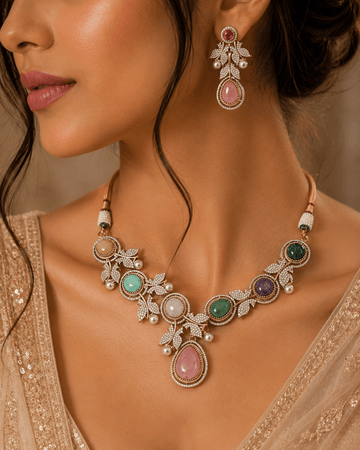 Aarohi Pastel Victorian Necklace Set - Vinni’s Jewelry