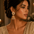 Aarohi Pearl Kundan Jhumka Earrings - Vinni’s Jewelry