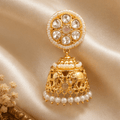 Aarohi Pearl Kundan Jhumka Earrings - Vinni’s Jewelry