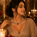 Aarzoo Ruby Royale Necklace Set with Earrings - Vinni’s Jewelry