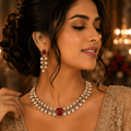 Aarzoo Ruby Royale Necklace Set with Earrings - Vinni’s Jewelry