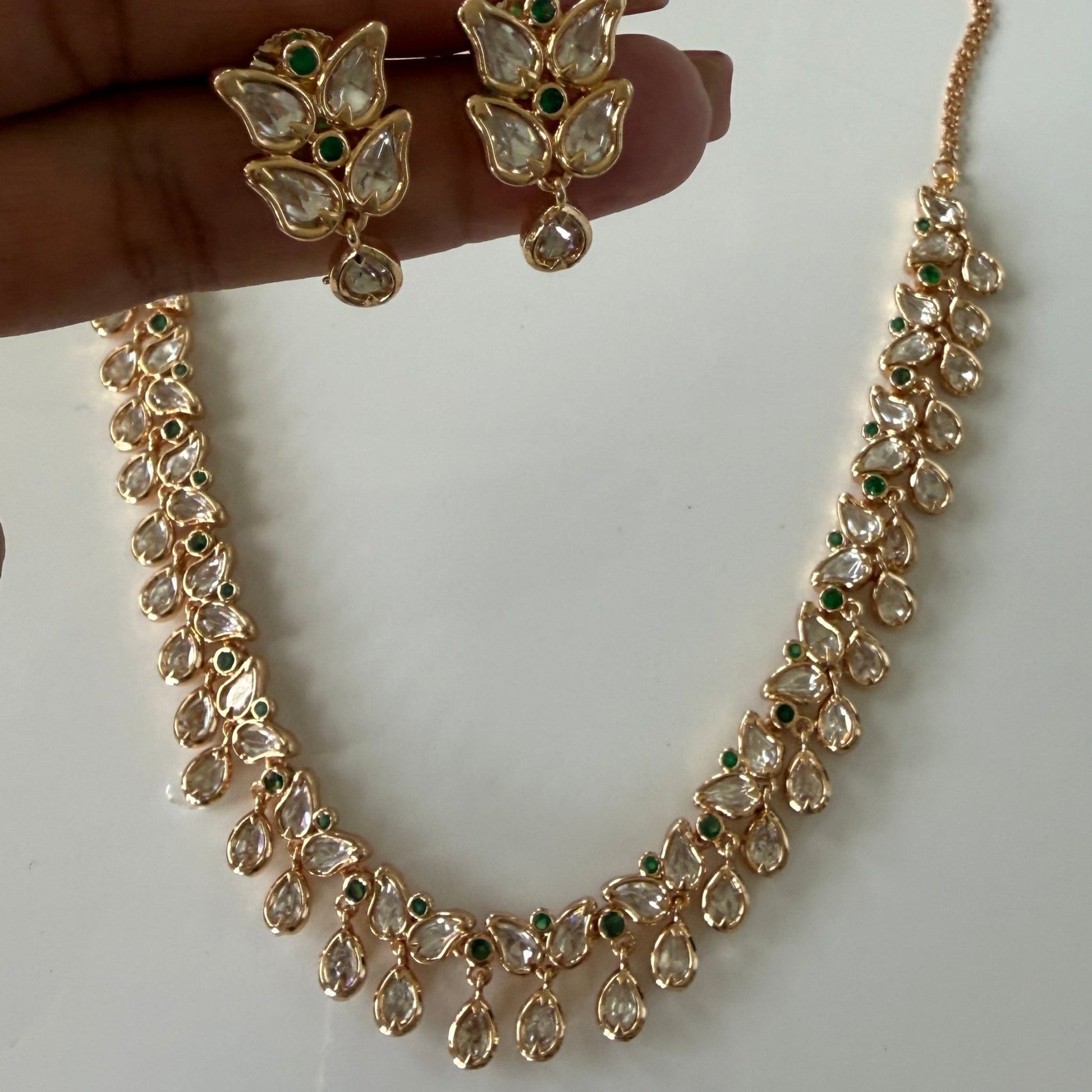 Ameera Ruby Dewdrop Necklace Set - Vinni’s Jewelry