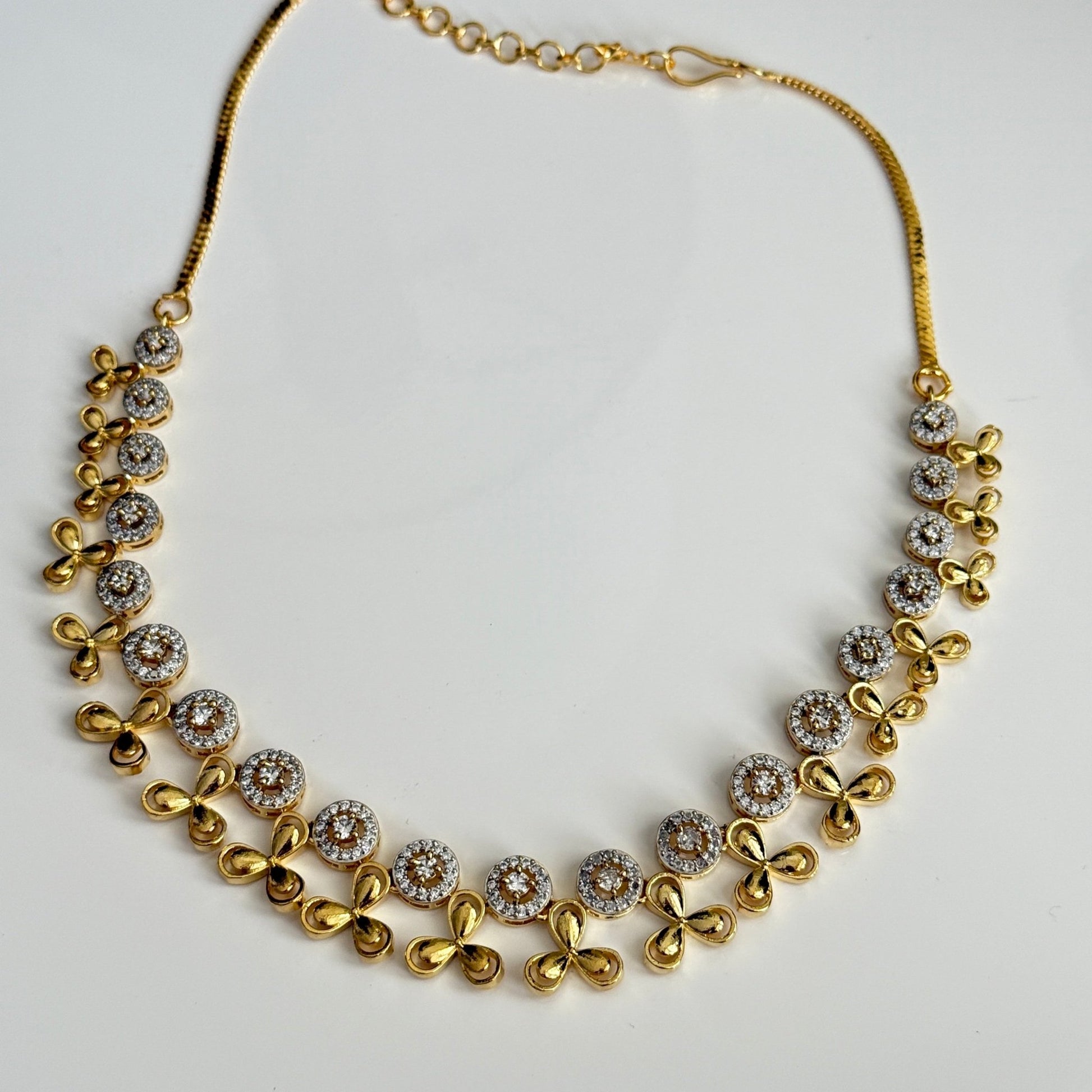 Anaya Gold Plated CZ Necklace Set – Elegant Minimal Bridal Jewelry - Vinni’s Jewelry