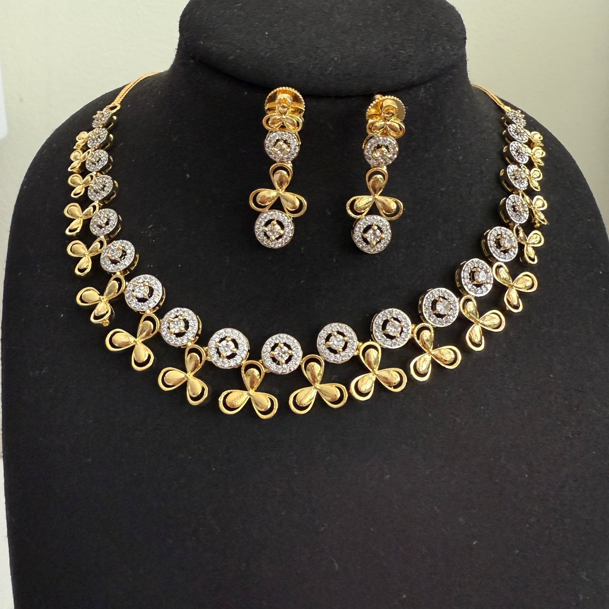 Anaya Gold Plated CZ Necklace Set – Elegant Minimal Bridal Jewelry - Vinni’s Jewelry
