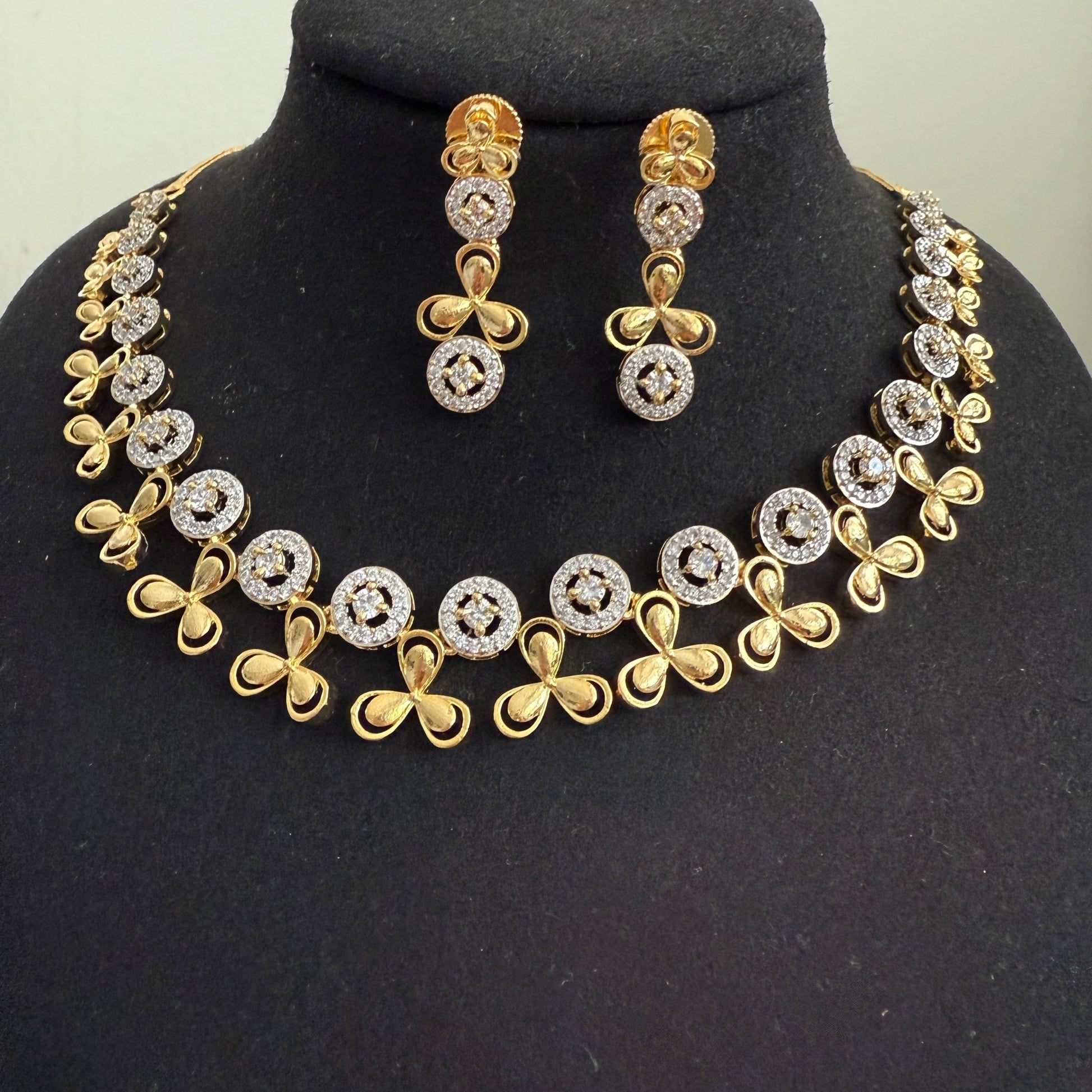 Anaya Gold Plated CZ Necklace Set – Elegant Minimal Bridal Jewelry - Vinni’s Jewelry