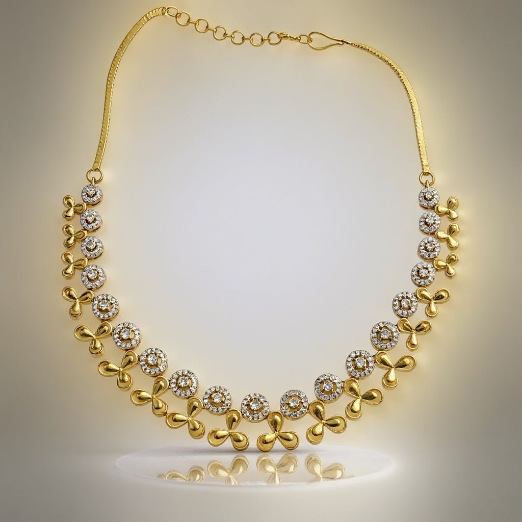 Anaya Gold Plated CZ Necklace Set – Elegant Minimal Bridal Jewelry - Vinni’s Jewelry