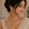 Anaya Gold Plated CZ Necklace Set – Elegant Minimal Bridal Jewelry - Vinni’s Jewelry