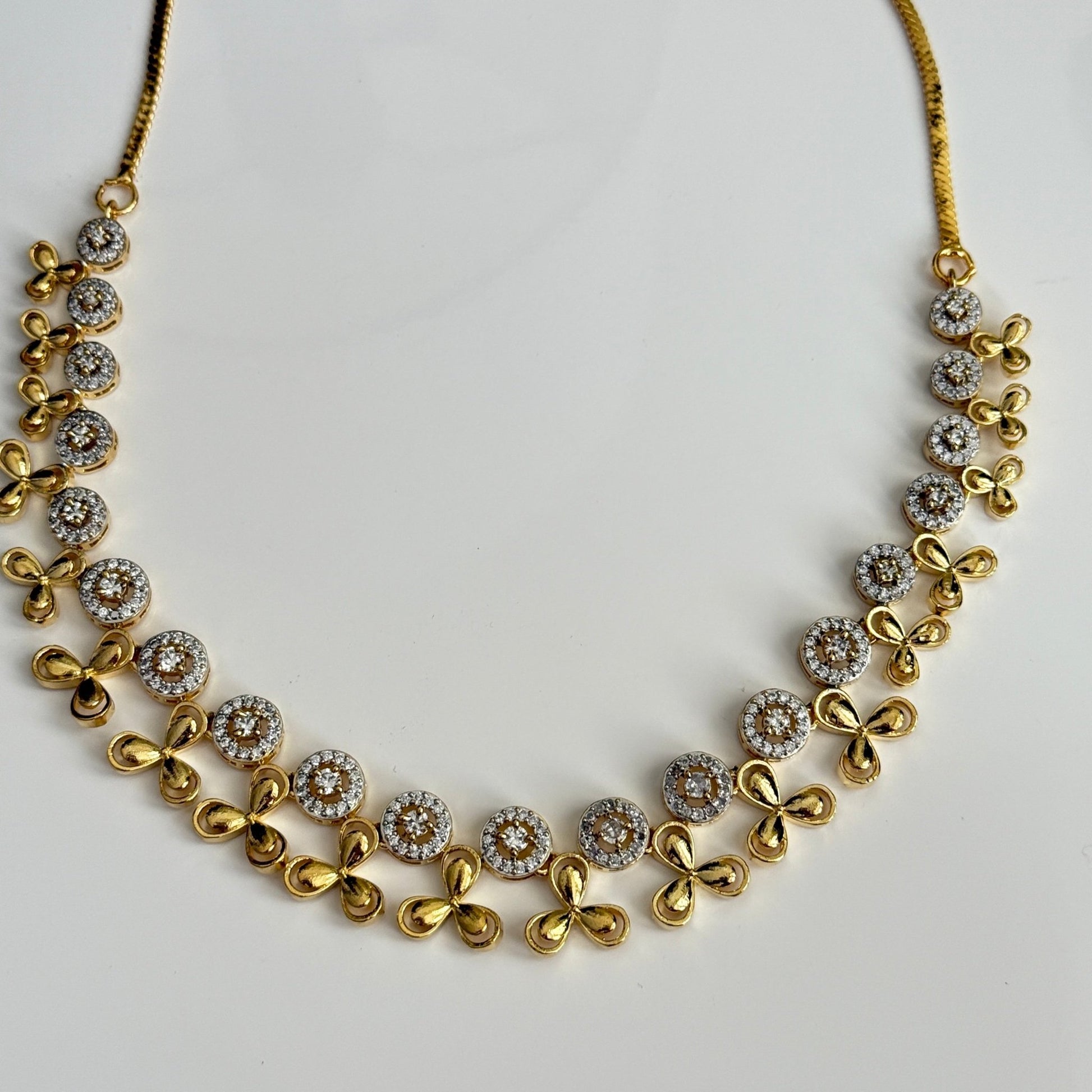Anaya Gold Plated CZ Necklace Set – Elegant Minimal Bridal Jewelry - Vinni’s Jewelry