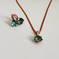 Aqua Bloom Trilliant Pendant & Earring Set – Rose Gold Finish - Vinni’s Jewelry