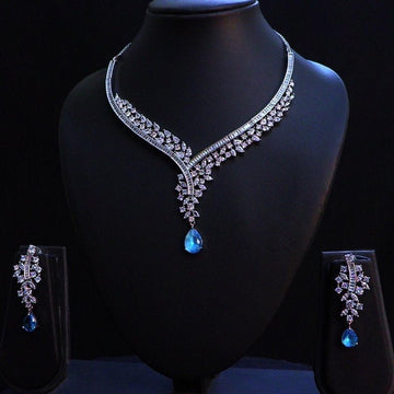 Aqua Teardrop Vine Necklace Set - Vinni’s Jewelry
