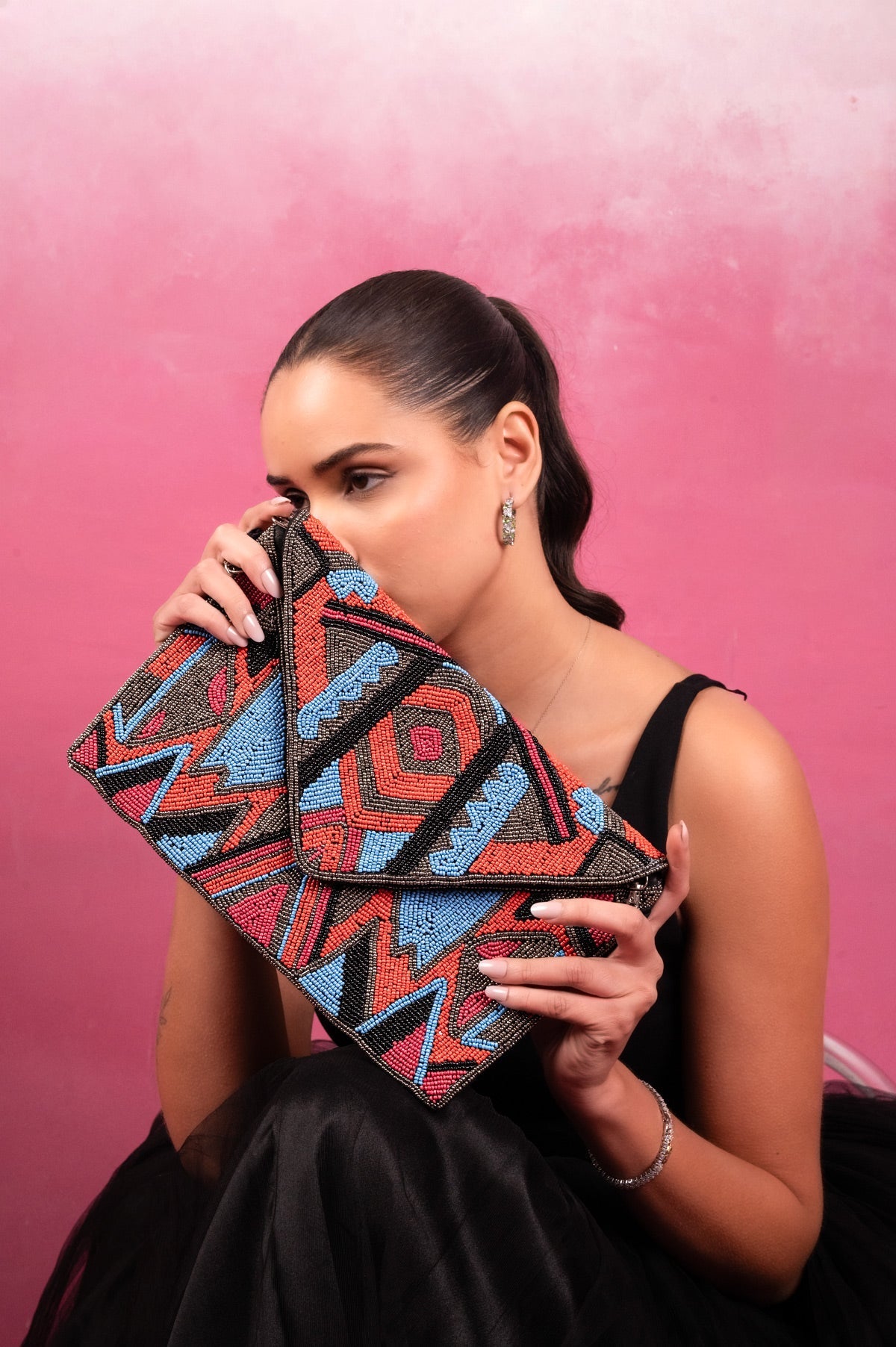 Aztec Prism Beaded Envelope Clutch - Vinni’s Jewelry