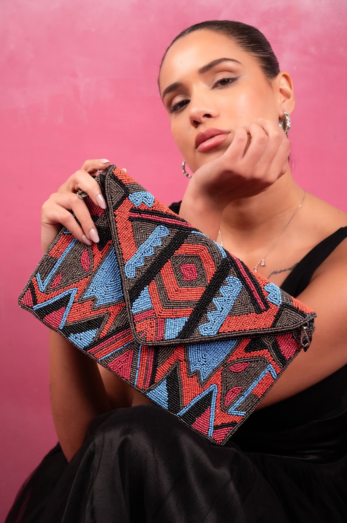Aztec Prism Beaded Envelope Clutch - Vinni’s Jewelry