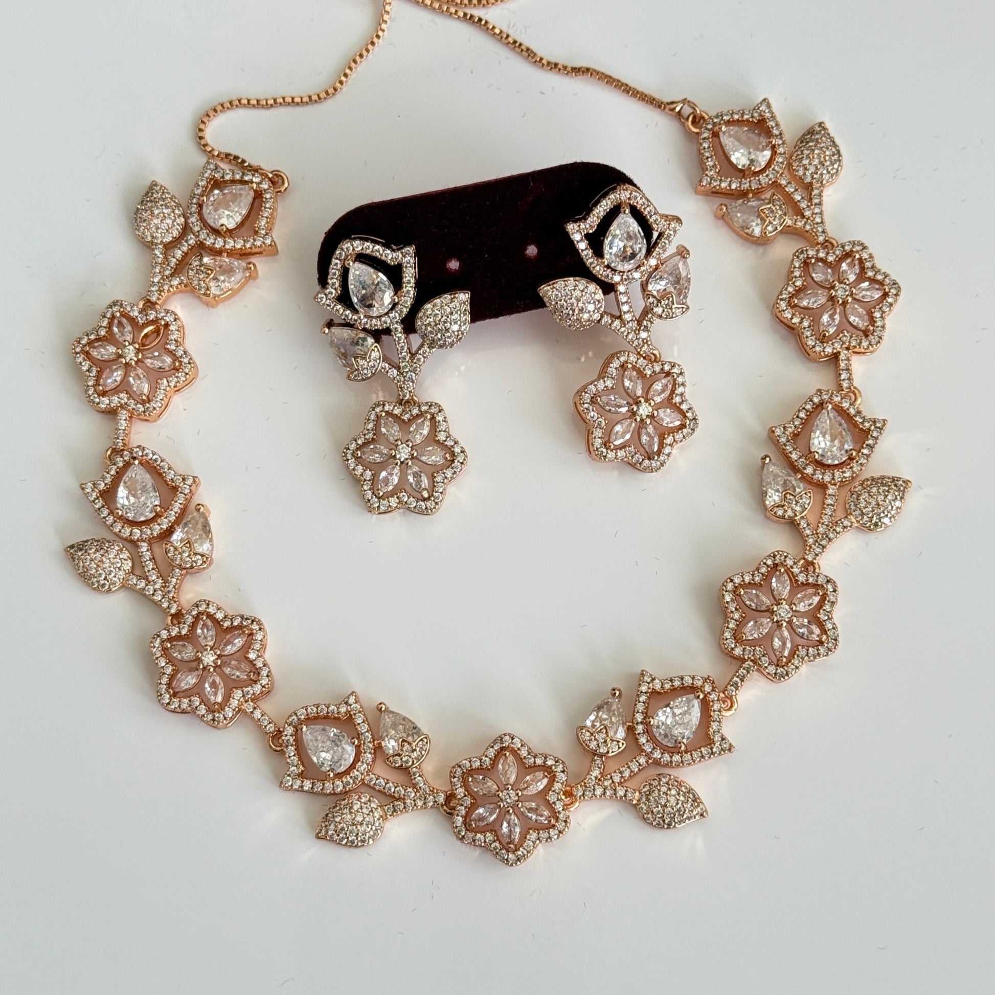 Blossom Radiance Rose Gold Necklace Set - Vinni’s Jewelry