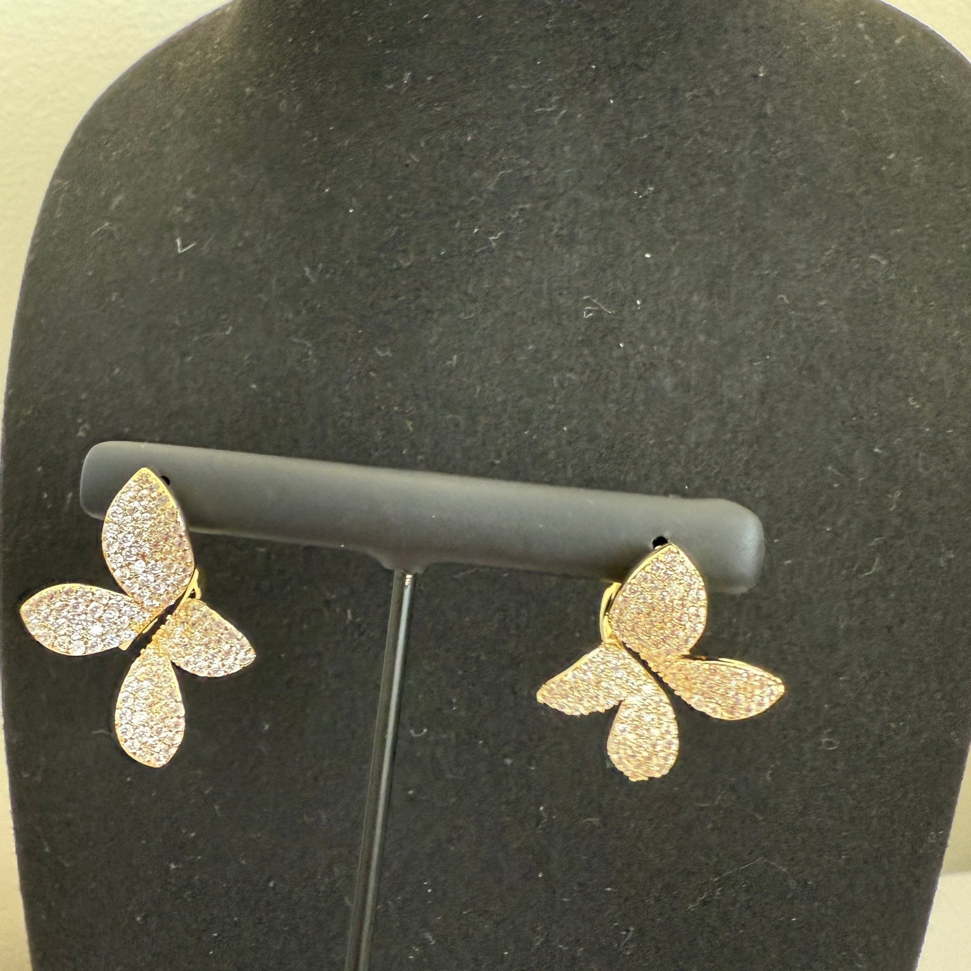 Blossom Sparkle Stud Earrings – Gold Plated Floral CZ Design - Vinni’s Jewelry