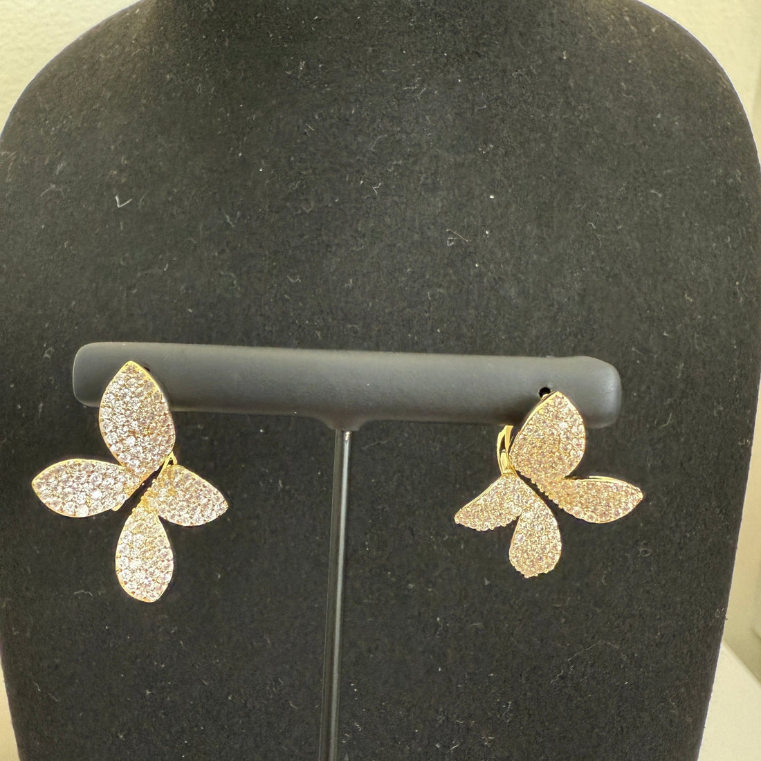 Blossom Sparkle Stud Earrings – Gold Plated Floral CZ Design - Vinni’s Jewelry