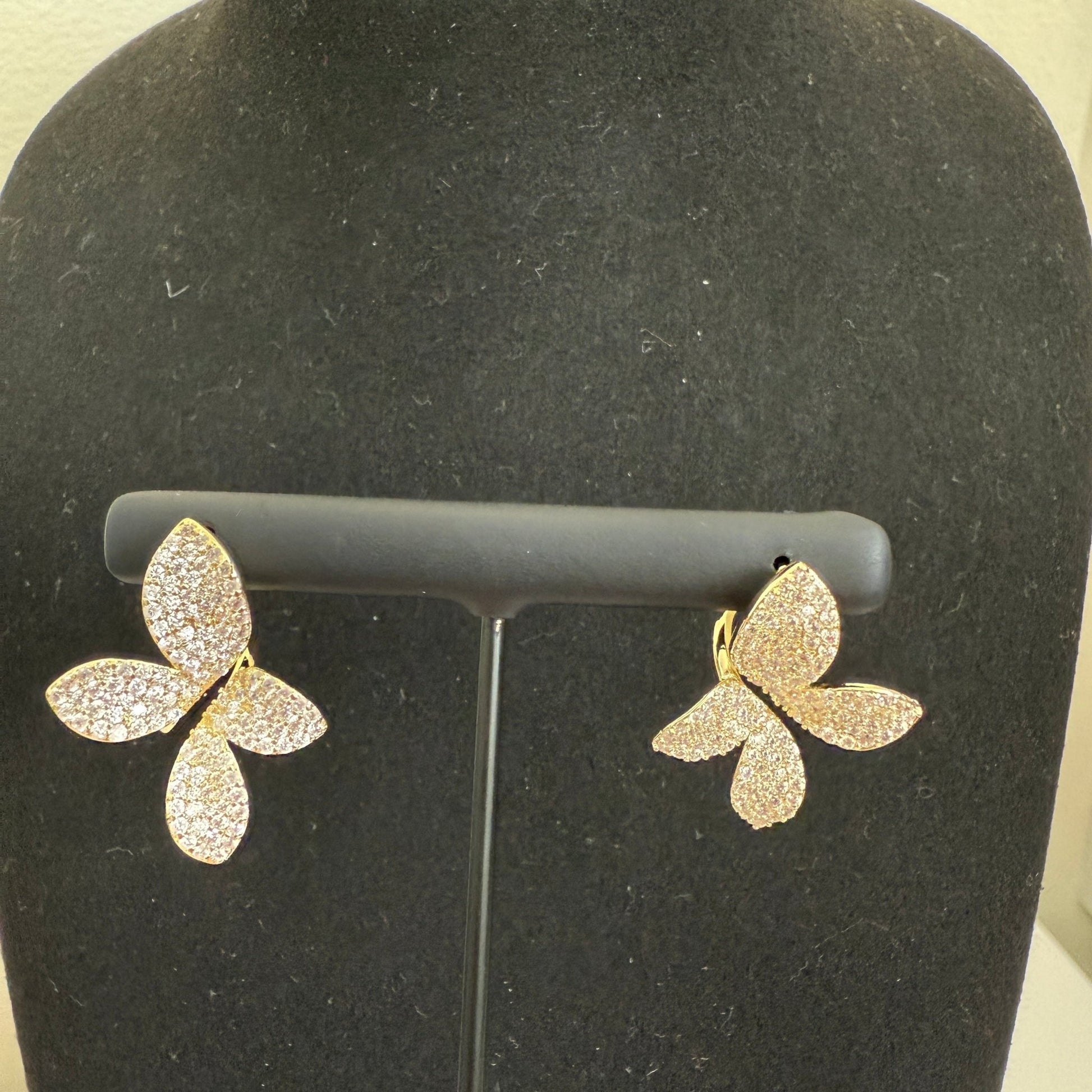 Blossom Sparkle Stud Earrings – Gold Plated Floral CZ Design - Vinni’s Jewelry