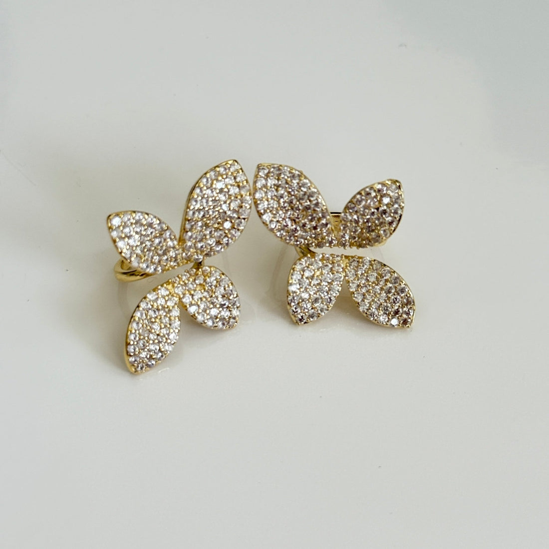 Blossom Sparkle Stud Earrings – Gold Plated Floral CZ Design - Vinni’s Jewelry
