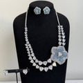 Blue Blossom Heart CZ Necklace Set - Vinni’s Jewelry