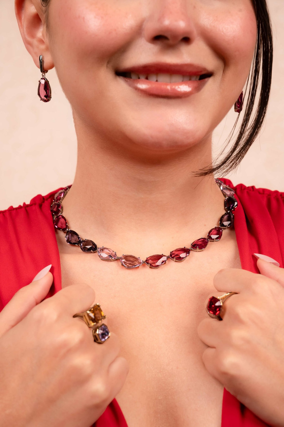 Blush Amethyst Crystal Statement Necklace Set - Vinni’s Jewelry
