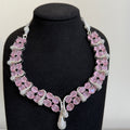 Blush Crystal Floral Statement Necklace Set - Vinni’s Jewelry