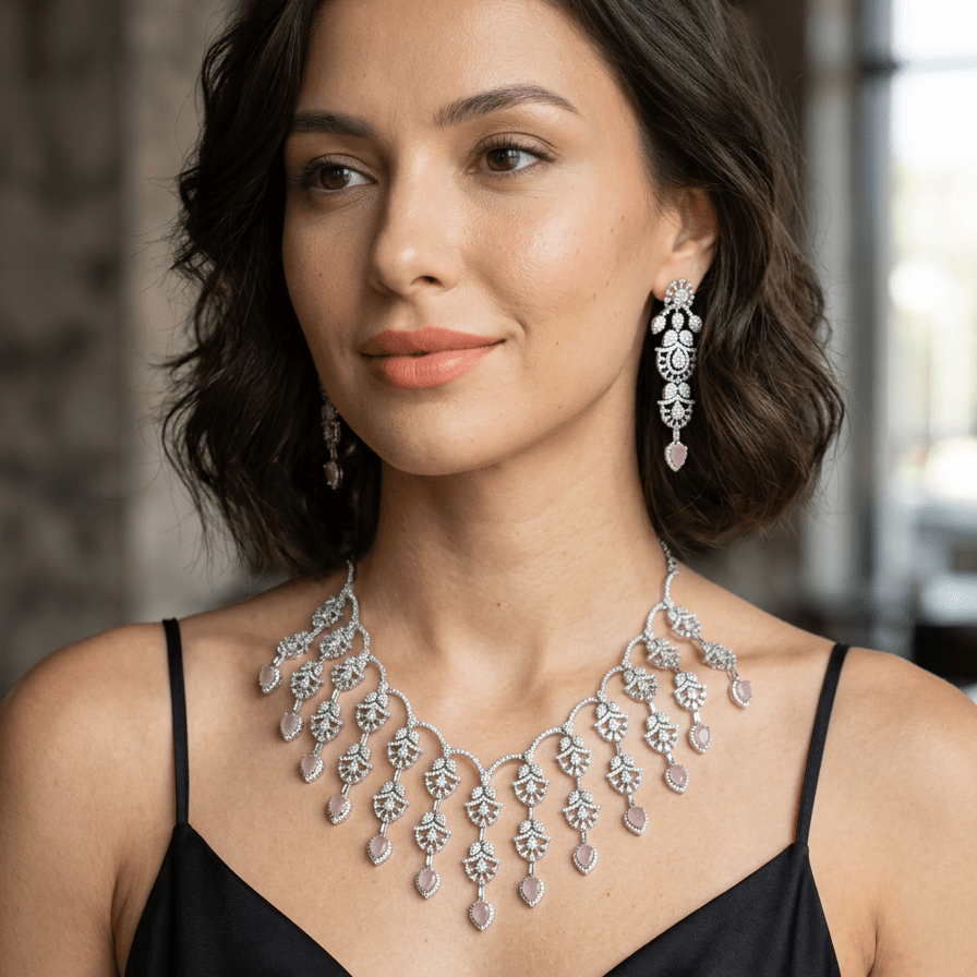 Blush Radiance CZ Necklace Set - Vinni’s Jewelry