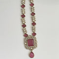 Blush Regal Kundan Necklace Set – Rose Stone Elegance - Vinni’s Jewelry