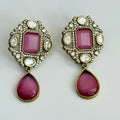Blush Regal Kundan Necklace Set – Rose Stone Elegance - Vinni’s Jewelry