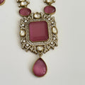 Blush Regal Kundan Necklace Set – Rose Stone Elegance - Vinni’s Jewelry