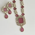 Blush Regal Kundan Necklace Set – Rose Stone Elegance - Vinni’s Jewelry