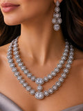 Celestia Double Layer Oval Halo Necklace - Vinni’s Jewelry
