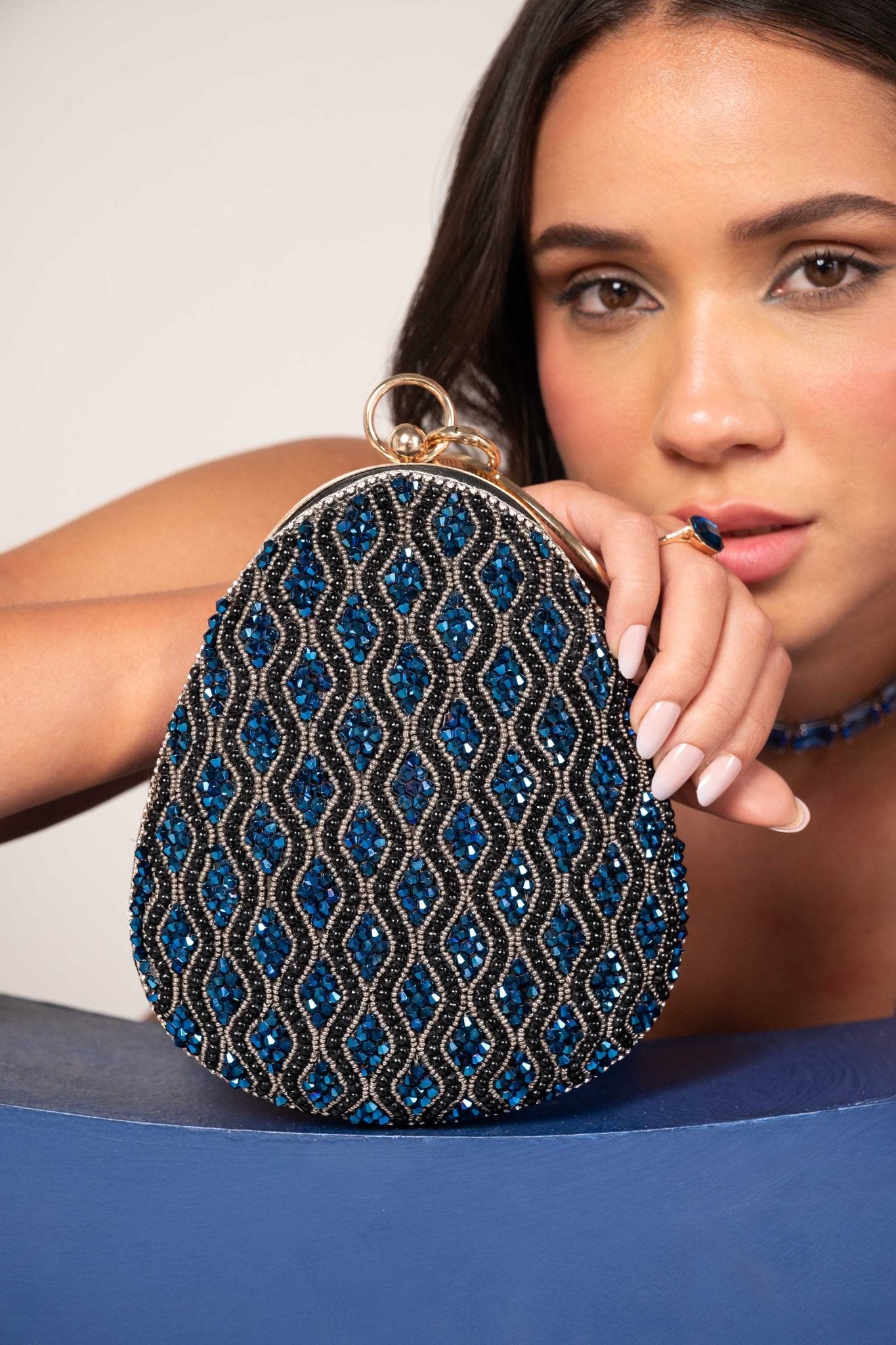 Celestial Blue Designer Party Clutch - Vinni’s Jewelry