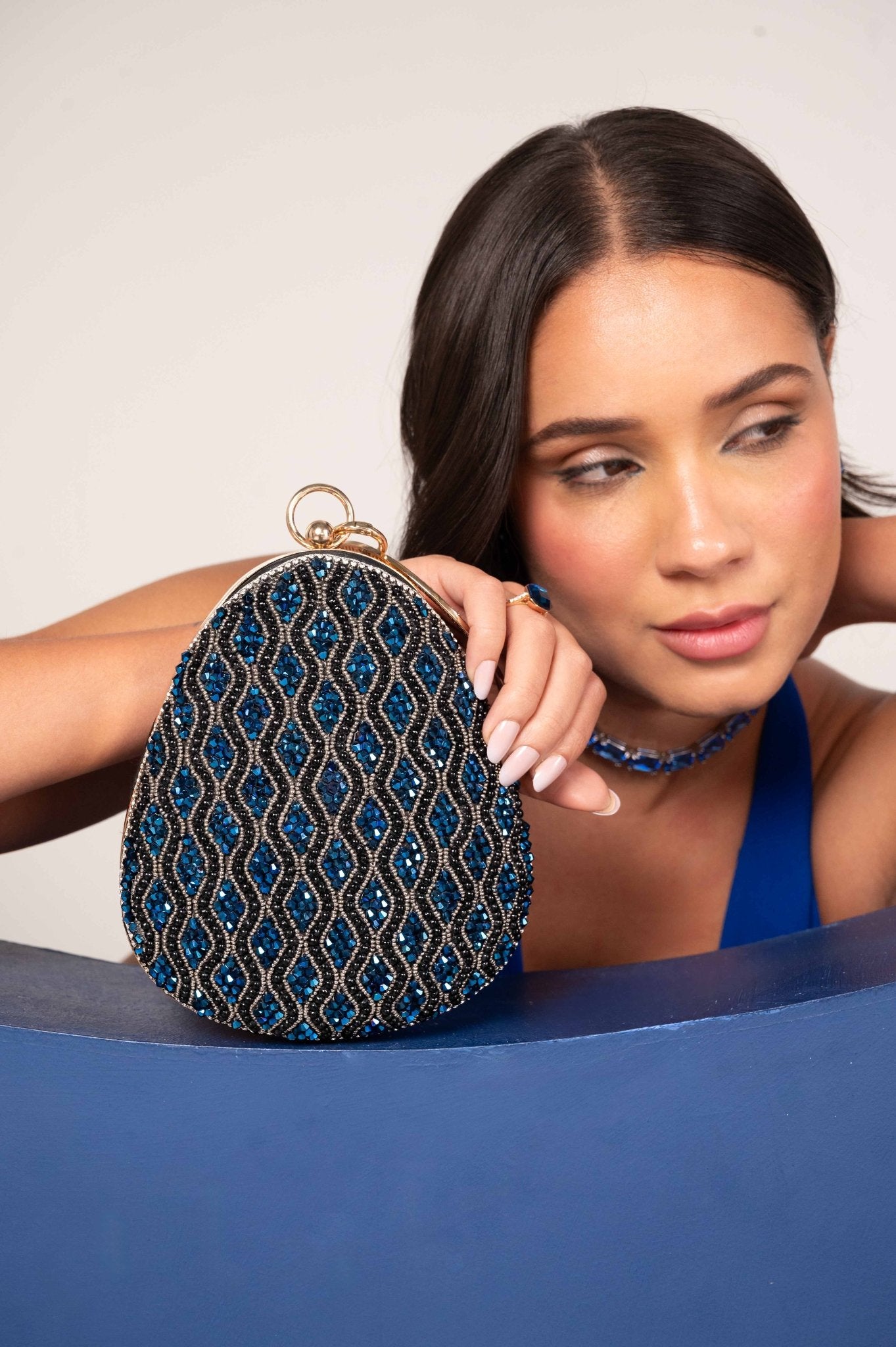 Celestial Blue Designer Party Clutch - Vinni’s Jewelry