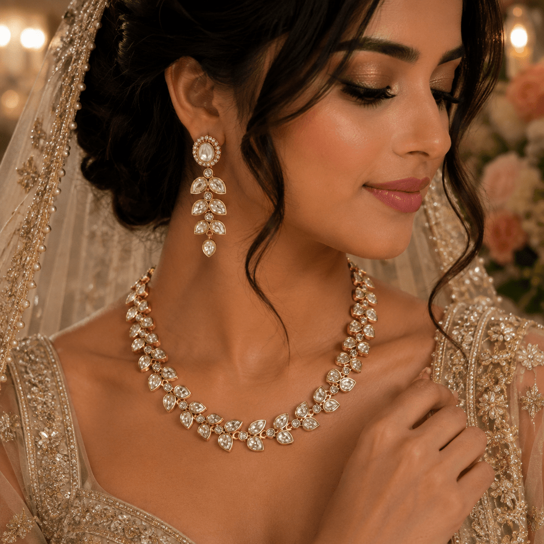 Celestial Leaf Kundan Set - Vinni’s Jewelry