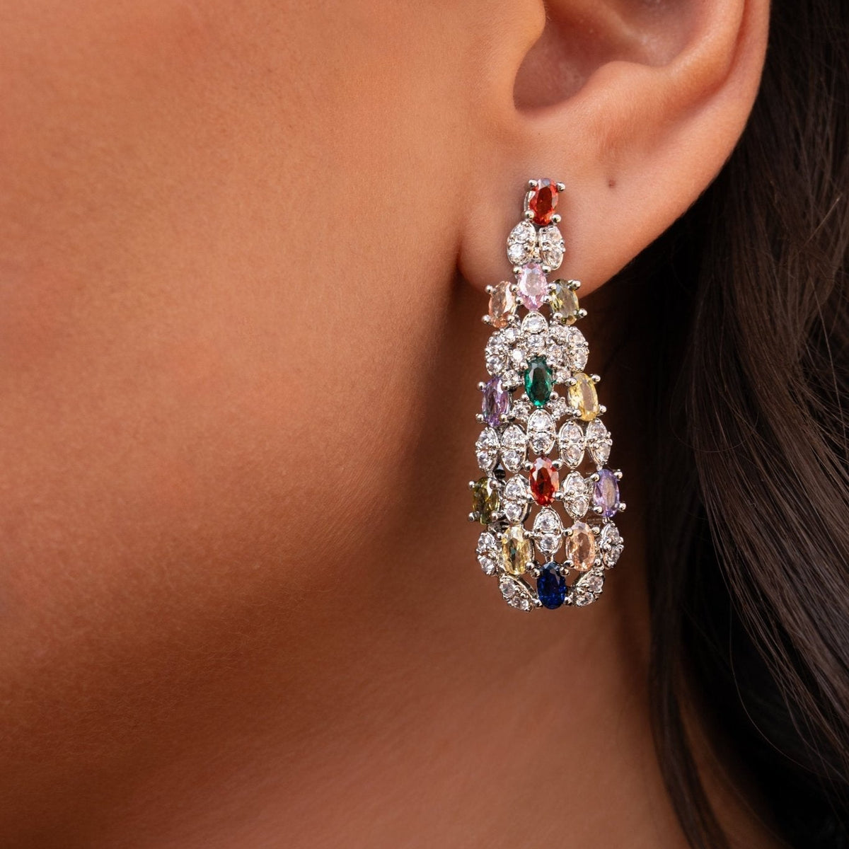 Celestial Multicolor Crystal Bridal Necklace Set - Vinni’s Jewelry