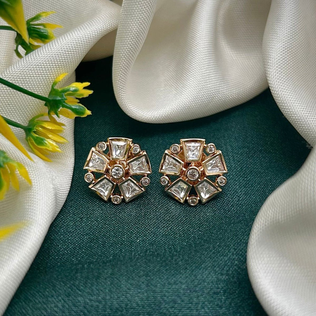 Celestial Sparkle Floral Stud Earrings - Vinni’s Jewelry