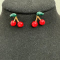 Cherry Pop Enamel Stud Earrings – Quirky Red & Gold Statement Jewelry - Vinni’s Jewelry