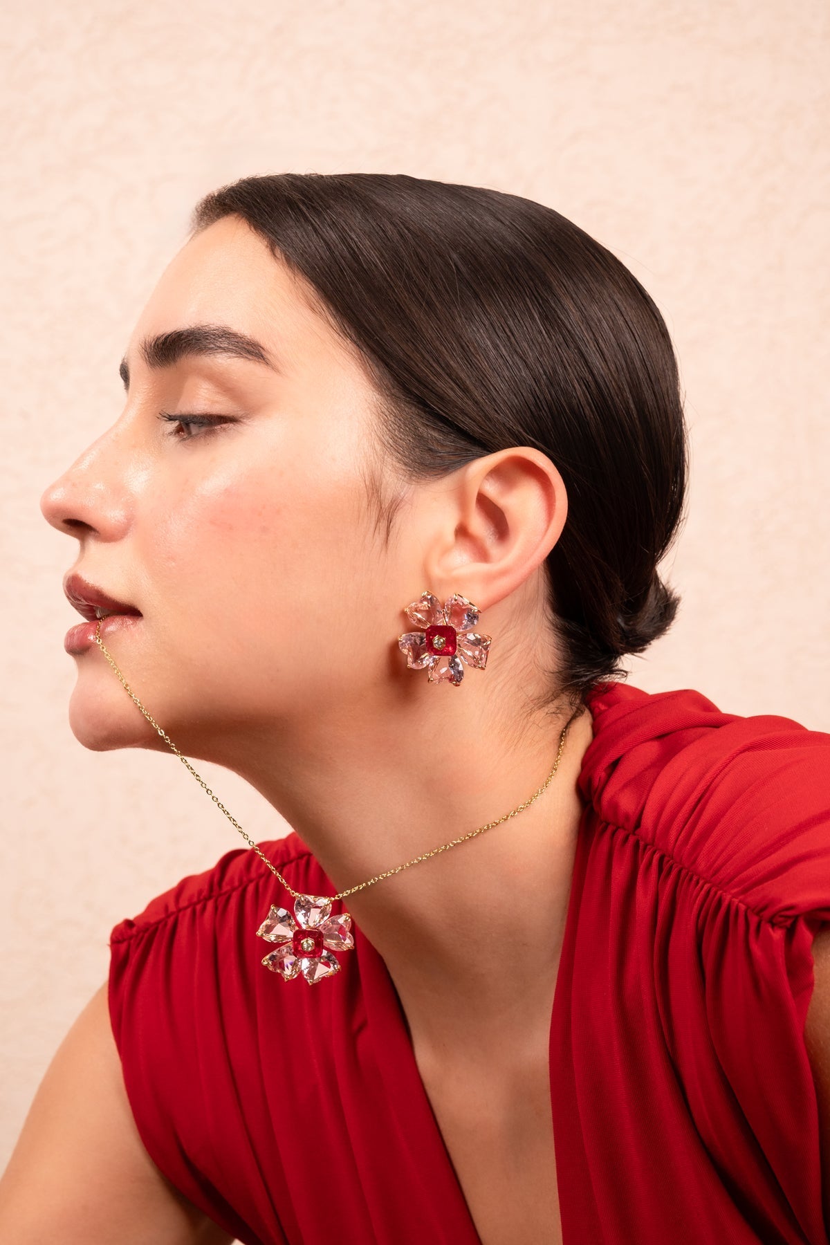 Crimson Bloom Statement Necklace Set - Vinni’s Jewelry