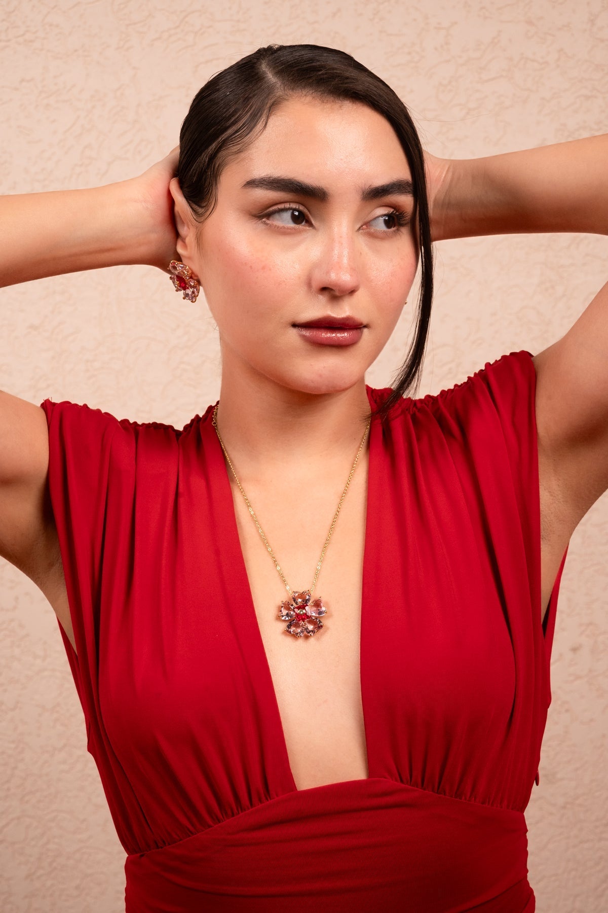 Crimson Bloom Statement Necklace Set - Vinni’s Jewelry