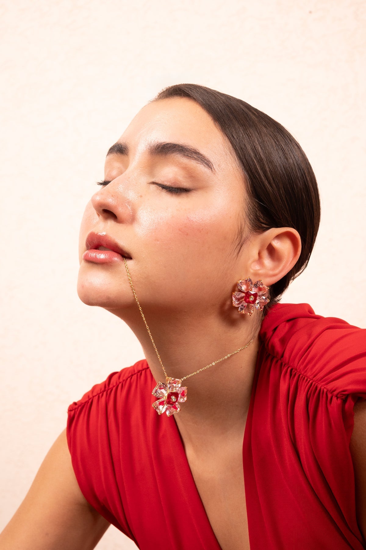 Crimson Bloom Statement Necklace Set - Vinni’s Jewelry