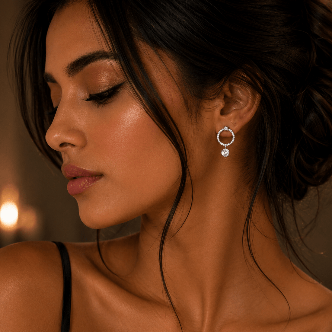 Crystal Circle Drop Earrings - Vinni’s Jewelry