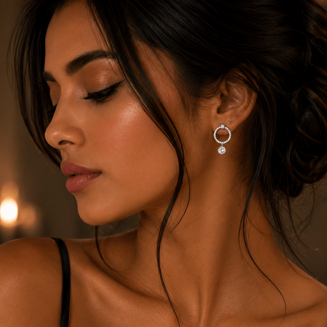 Crystal Circle Drop Earrings - Vinni’s Jewelry