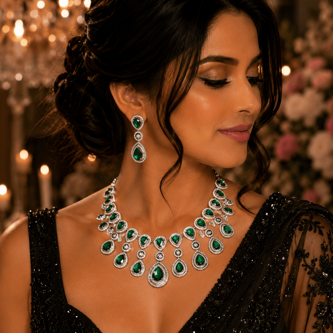 Emerald Elegance CZ Necklace Set - Vinni’s Jewelry