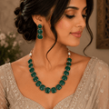 Emerald Glow Statement Set – Bold Green Polished Necklace & Earrings - Vinni’s Jewelry