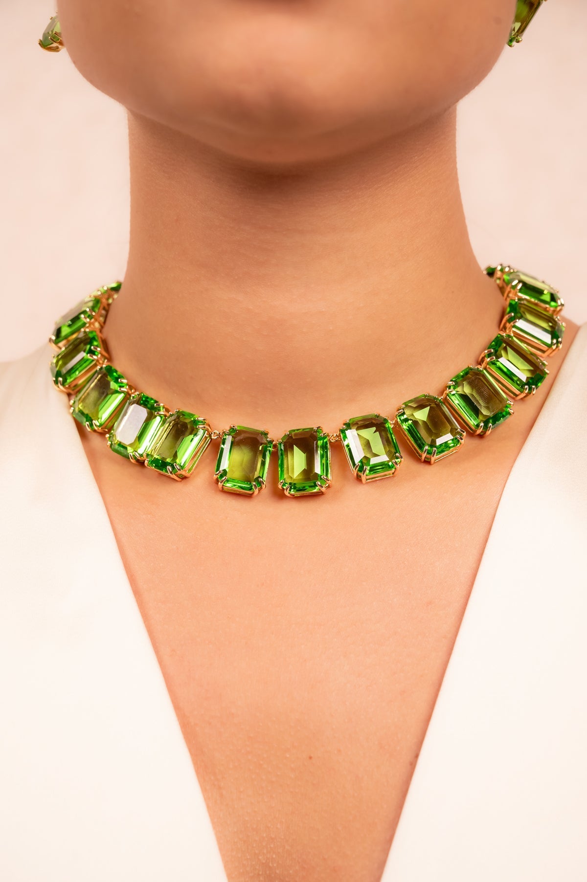 Emerald Luxe Crystal Statement Necklace Set - Vinni’s Jewelry